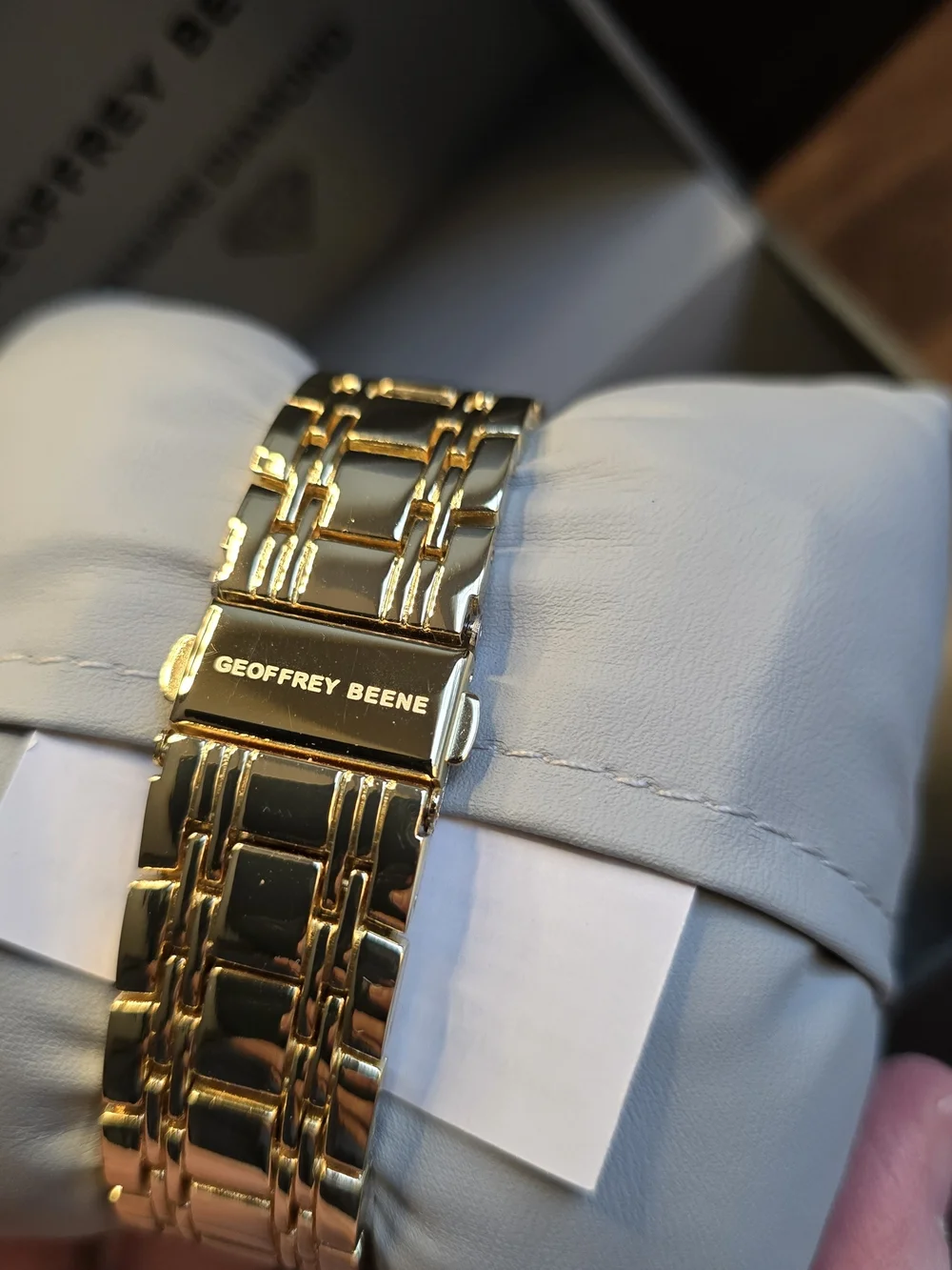 Geoffrey Beene Men's Gold-Tone Black Dial Diamond Accent Watch-New!